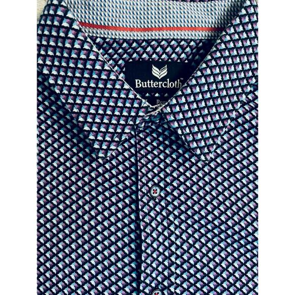 Buttercloth Mens Long Sleeve Shirt Geometric Design size 2X  Casual Comfort - Picture 1 of 6